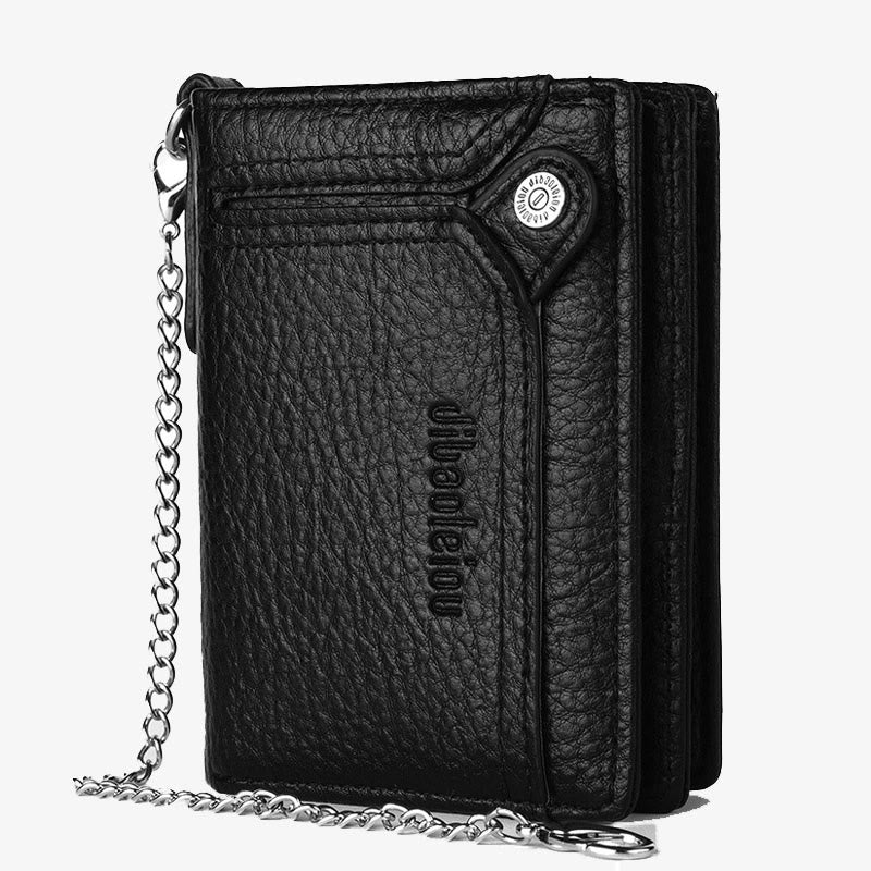 Anti-Diebstahl-Kette Brieftasche für Männer Retro Leder Geld Clip