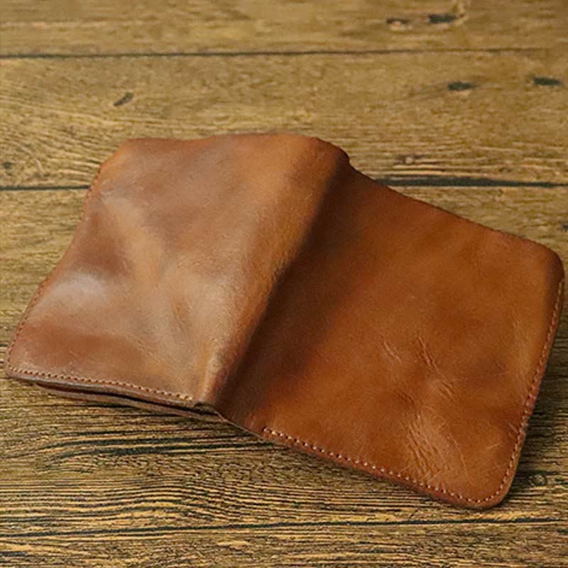 Ledergeldbörse für Herren, doppelt faltbar, Vintage, kurze Geldbörse mit Reißverschluss - image 12