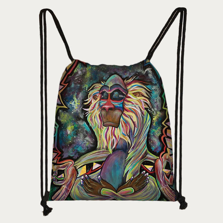 Rucksack mit Kordelzug für den täglichen Einkauf, praktisch, leicht, Cartoon-Tasche