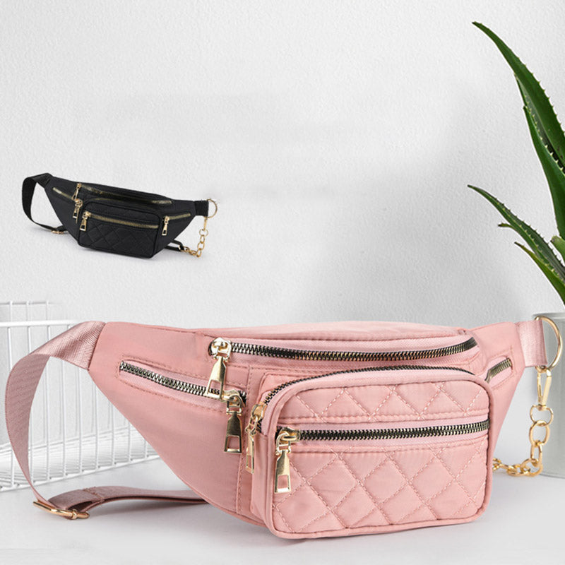 Leichte, funktionale Brust-Schultertasche für Damen mit Metallkettenriemen
