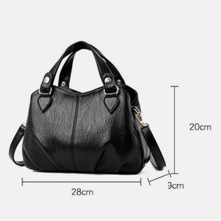 Damen Dreifach-Umhängetasche aus Leder mit Henkel oben, Umhängetasche, Handtasche