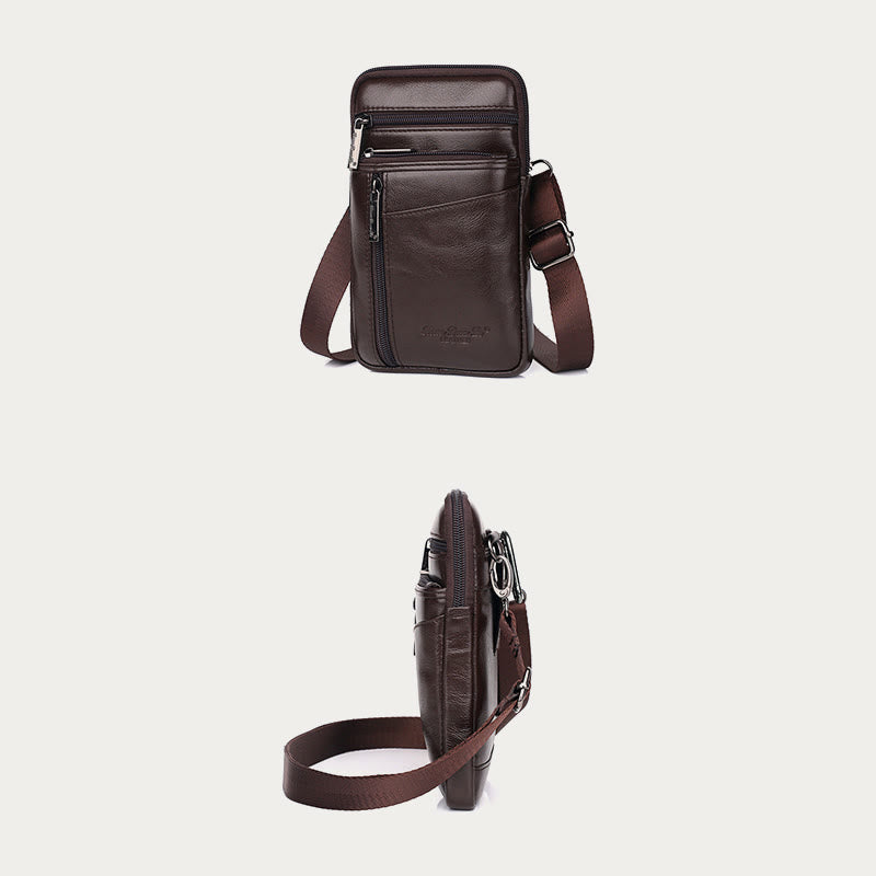 Messenger Bag für Herren, Mini-Umhängetasche aus ultradünnem Leder