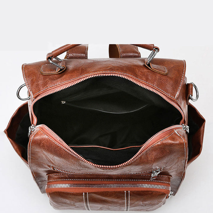 Rucksack für Damen, großes Fassungsvermögen, kleiner Rucksack aus weichem PU-Leder