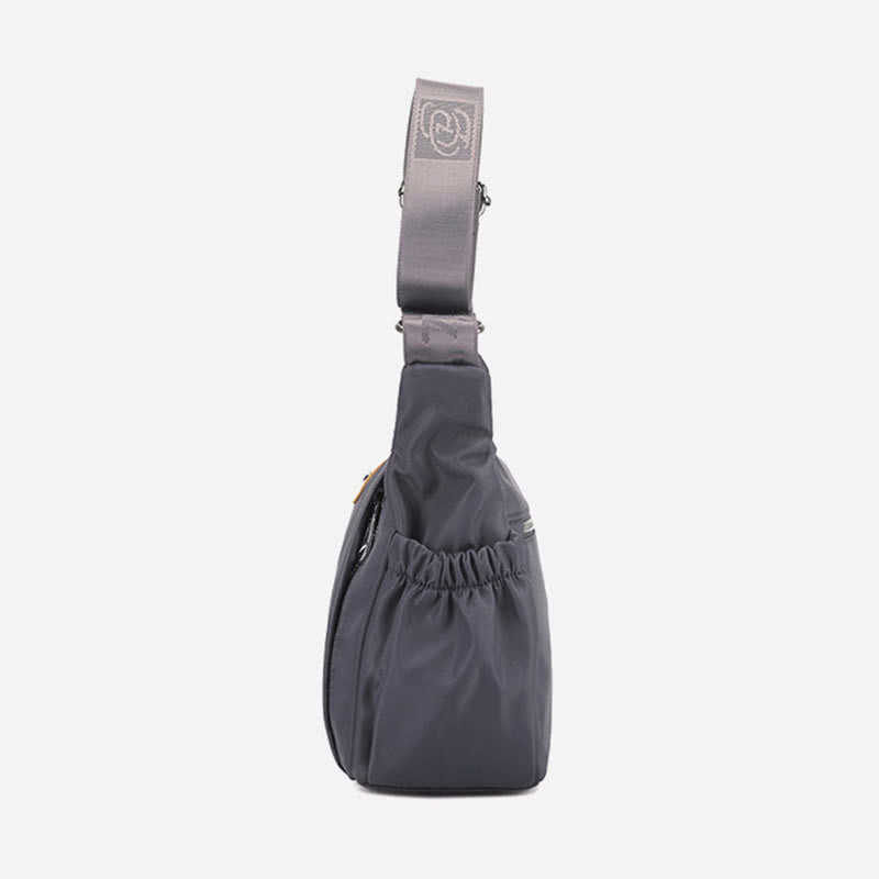 Damen Umhängetasche, minimalistisch, mehrere Taschen, breiter Riemen, Schultertasche