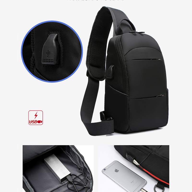 Sling Crossbody Rucksack Umhängetasche für Herren mit USB-Ladeanschluss