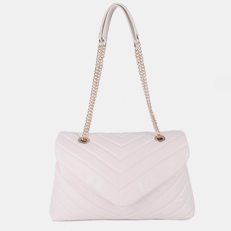 Umhängetasche für Damen, weiche Metallkette, V-förmige Kettenhandtasche