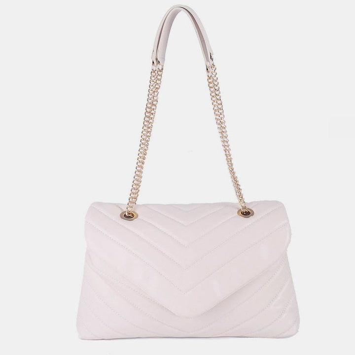 Umhängetasche für Damen, weiche Metallkette, V-förmige Kettenhandtasche