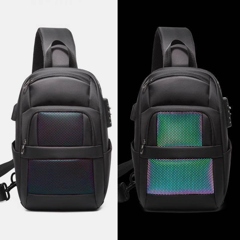 Diebstahlsichere, reflektierende Schultertasche für Herren, Ein-Schulter-Rucksack mit USB-Ladeanschluss