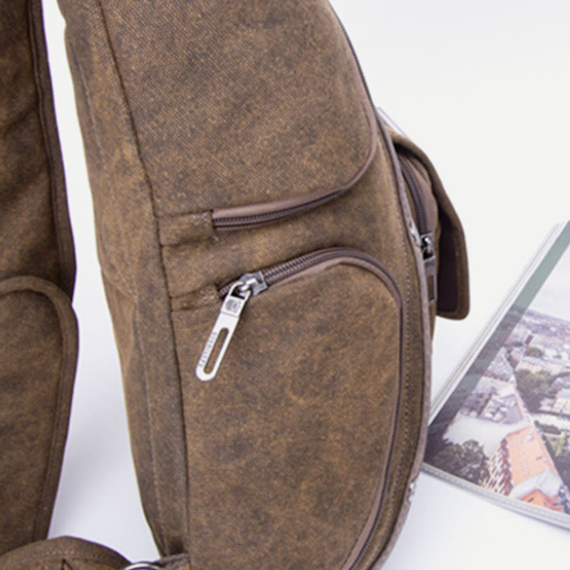 Schultertasche für Herren, multifunktionale Brusttasche aus Canvas für Freizeit und Outdoor
