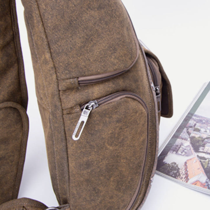 Schultertasche für Herren, multifunktionale Brusttasche aus Canvas für Freizeit und Outdoor