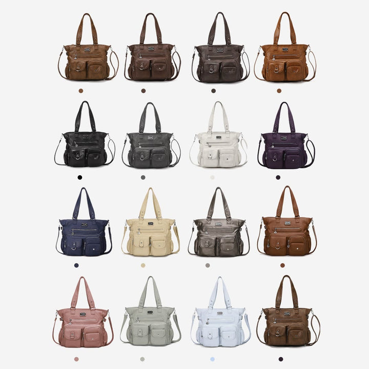 Große Umhängetasche für Damen mit mehreren Taschen und zwei Verwendungsmöglichkeiten