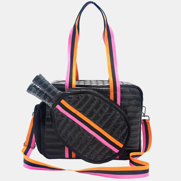 Pickleball-Schlägertasche für Sport, gestreifte Umhängetasche aus Daunenbaumwolle
