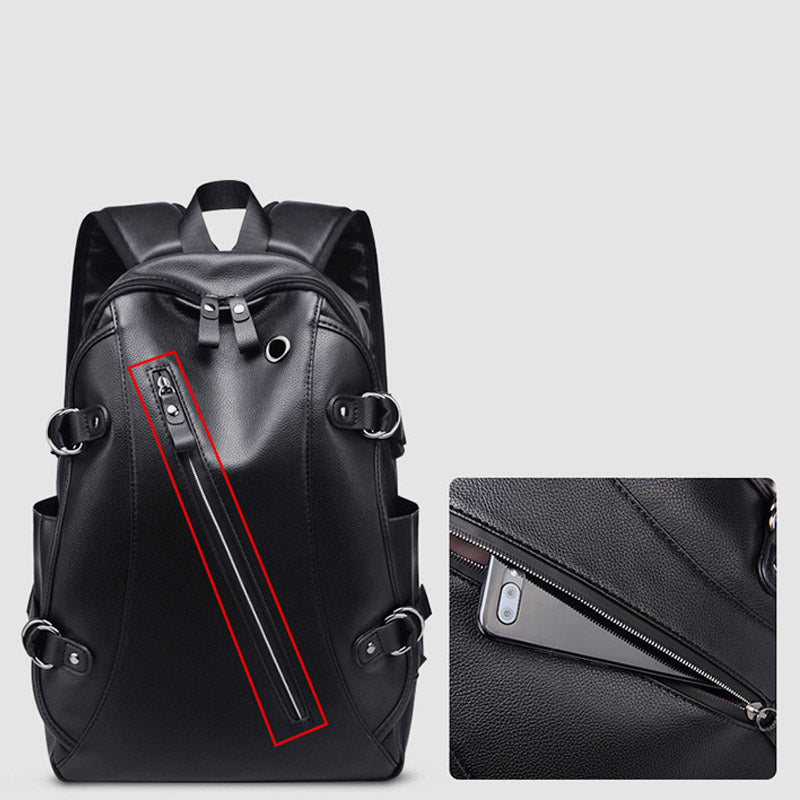 Multifunktionaler Diebstahlschutz-Lederrucksack mit großer Kapazität und USB-Ladeanschluss