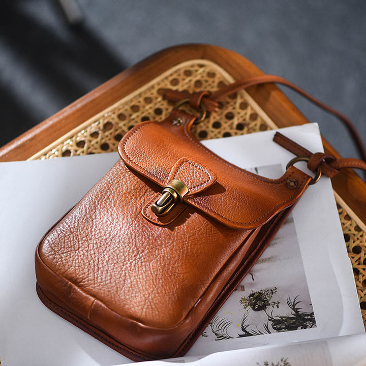 Handgemachte Umhängetasche für Frauen Mini Retro Shopping Handytasche
