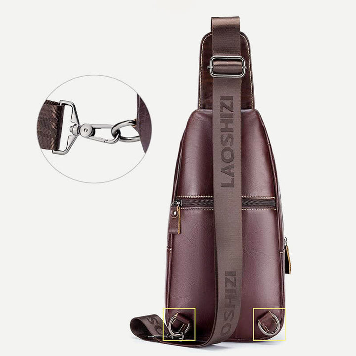 Rindsleder Leder wasserdicht Casual Sling Bag Daypack Schulter Brust Tasche