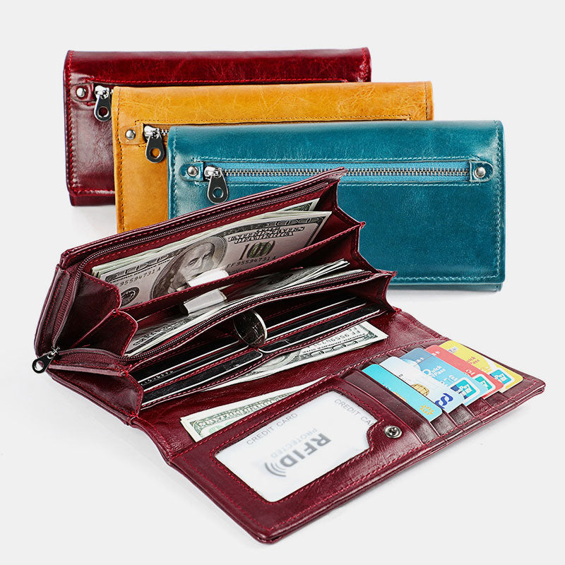 Money Manager RFID Damen Leder Geldbörse Handyhalter Clutch Organizer