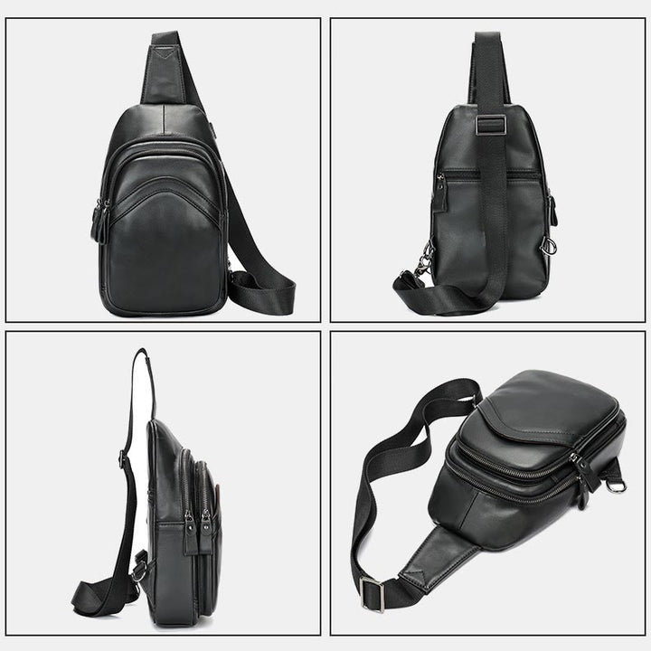 Schultertasche für Herren aus echtem Leder, lässiger Einkaufs-Tagesrucksack