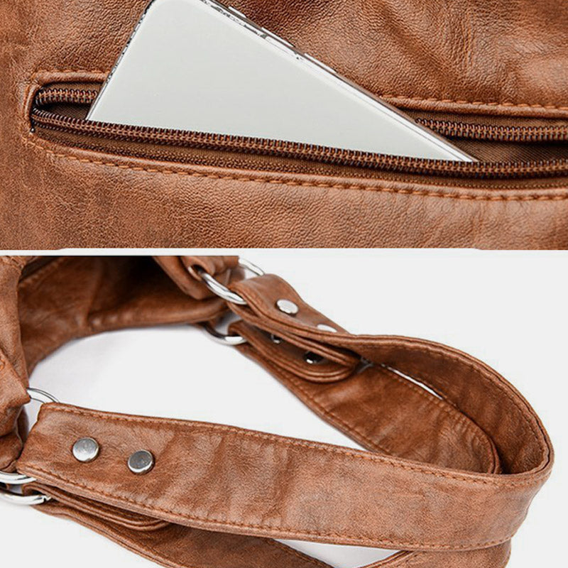 Vintage Echtleder Elegante Multifunktionale Handtasche