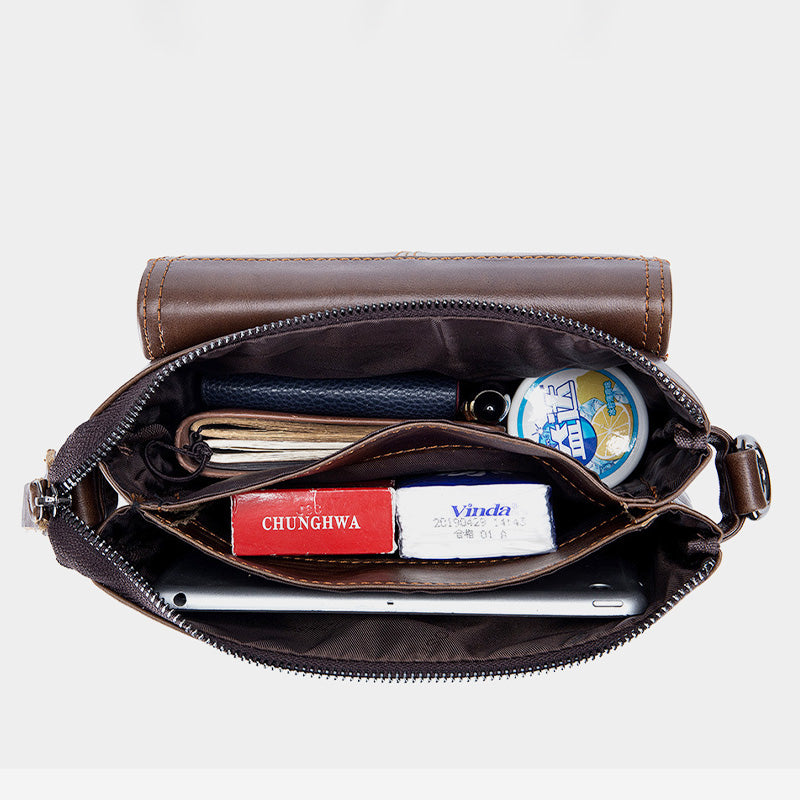 Große Kapazität Echtleder Retro Schultertasche Crossbody Tasche
