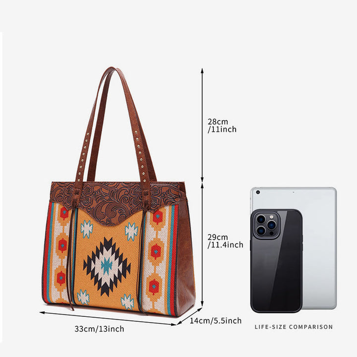 Vintage Bohemian Tote Damen Klassische Baumwolle Leinen Unterarm Schultertasche