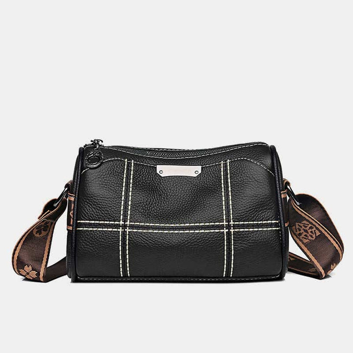 Kleine Umhängetasche aus echtem Leder mit drei Fächern, Schultertasche für Damen