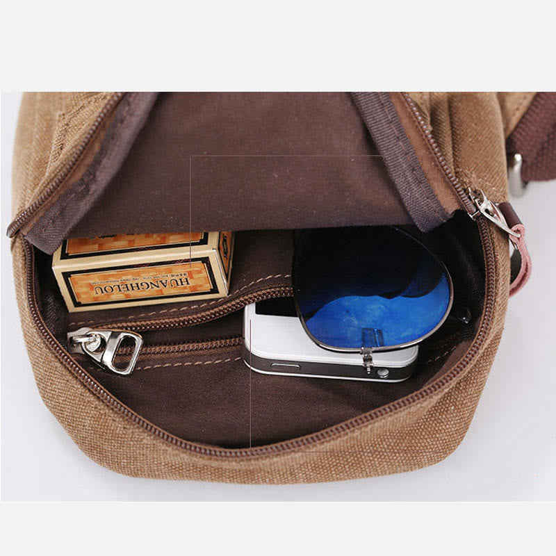 Sling Bag für Herren, multifunktionale Brusttasche aus Canvas für Outdoor-Sport und Freizeit