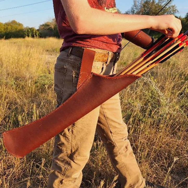 Pfeilholster für Outdoor-Retro, praktischer Leder-Rückenköcher