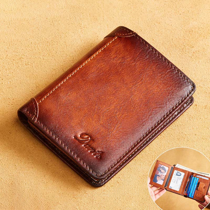 RFID-diebstahlsichere Vintage-Geldbörse aus echtem Leder