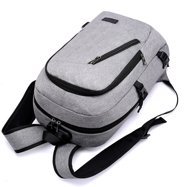 Diebstahlsicherer Reise-Business-Rucksack mit Schloss und USB-Ladeanschluss