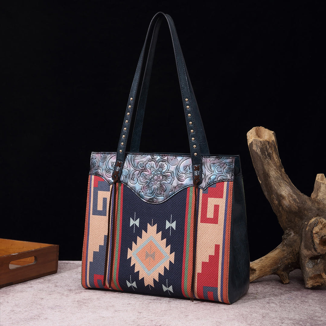 Vintage Bohemian Tote Damen Klassische Baumwolle Leinen Unterarm Schultertasche
