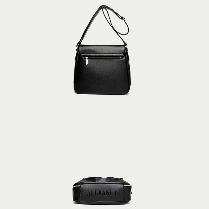 Freizeit-Umhängetasche für Damen im Plissee-Stil, leichte Ledertasche