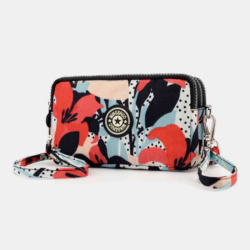 3 Zip Mini Umhängetasche Leichte Handy Brieftasche Lange Armband Geldbörsen