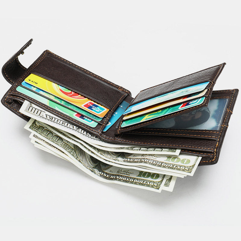 Vintage Geldscheinklammer Echtleder Multi-Slot Führerschein Kartentasche Portemonnaie