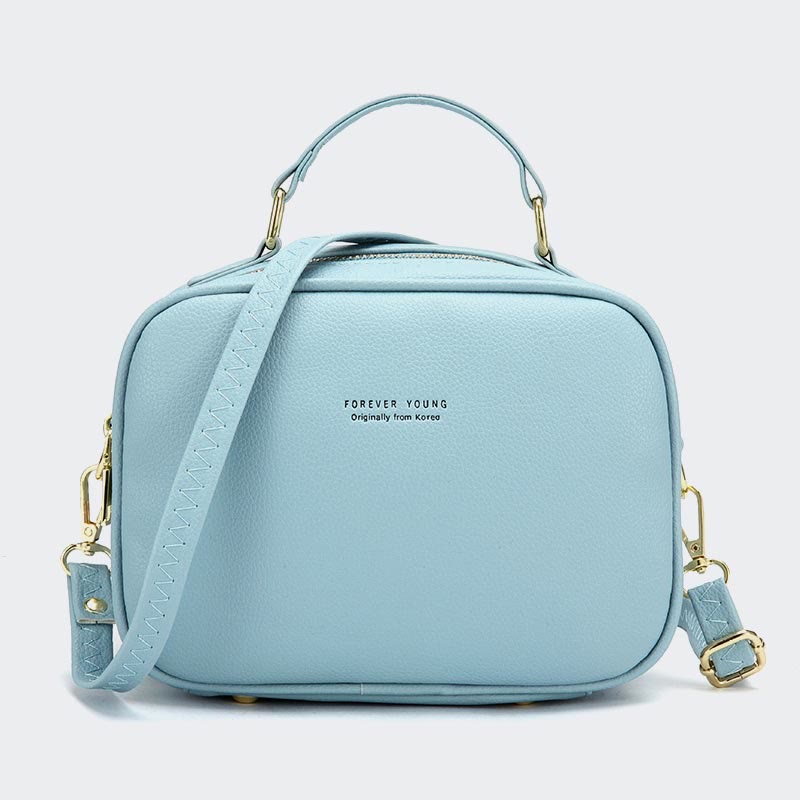 Tasche mit Henkel oben für Damen, einfache Umhängetasche aus einfarbigem PU-Leder