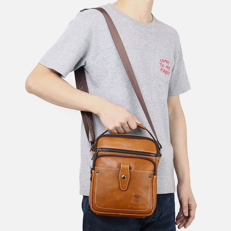 Kleine Umhängetasche aus Leder für Herren, Retro-Arbeits- und Business-Schulterhandtasche