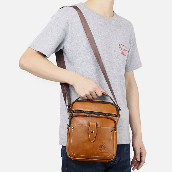 Kleine Umhängetasche aus Leder für Herren, Retro-Arbeits- und Business-Schulterhandtasche