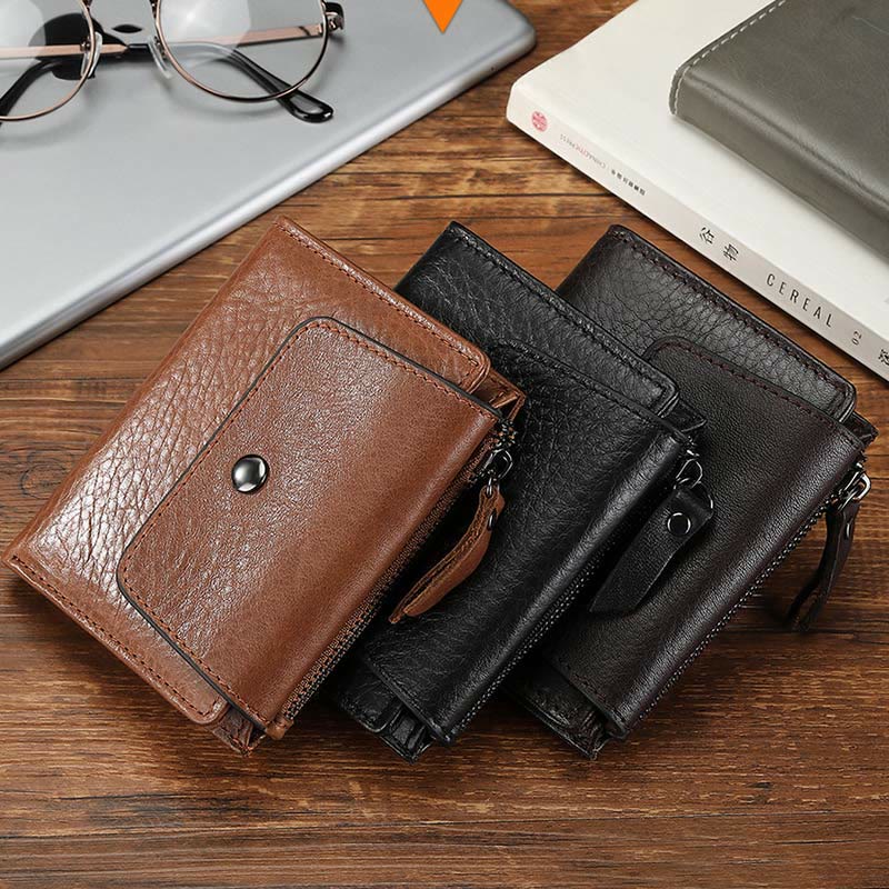 Geldbörse Herren RFID Vintage Doppelt gefaltet Ölwachs Leder Geldbörse