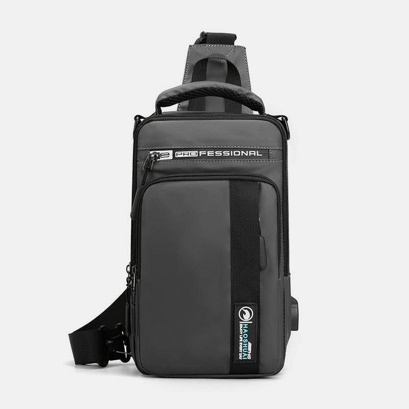 Leichte klassische Schultertasche mit mehreren Taschen und USB-Ladeanschluss für 4 Verwendungszwecke