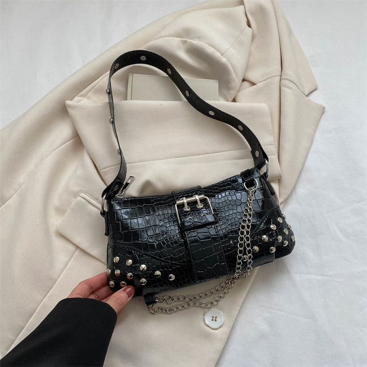 Umhängetasche für Damen, Krokodilmuster, Retro-Punk-Partytasche