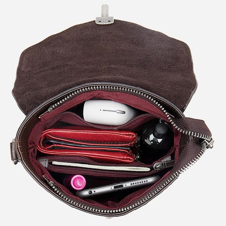 Handytasche für Damen, Vintage, Folk-Custom, Umhängetasche aus Rindsleder