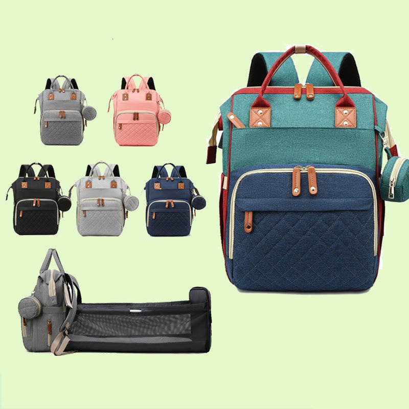 Multifunktionale Mama-Tasche mit Kinderbett, einfacher wasserdichter Oxford-Rucksack