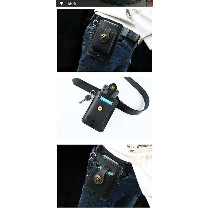 Multifunktionale Echtleder Handy Gürteltasche Loop Taille Holster
