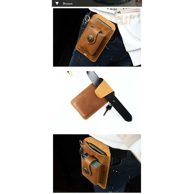 Multifunktionale Echtleder Handy Gürteltasche Loop Taille Holster