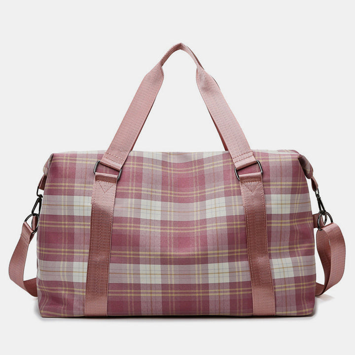 Große Kapazität, wasserdicht, kariert, lässig, Fitness-Reise-Handtasche