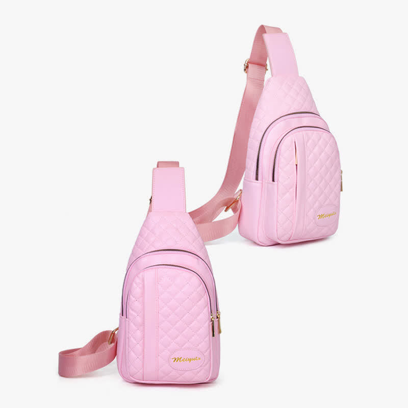 Schultertasche aus Leder für Damen, gesteppt, Umhängetasche, Sling-Rucksack, Tagesrucksack