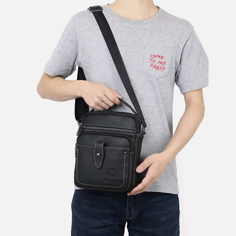 Kleine Umhängetasche aus Leder für Herren, Retro-Arbeits- und Business-Schulterhandtasche