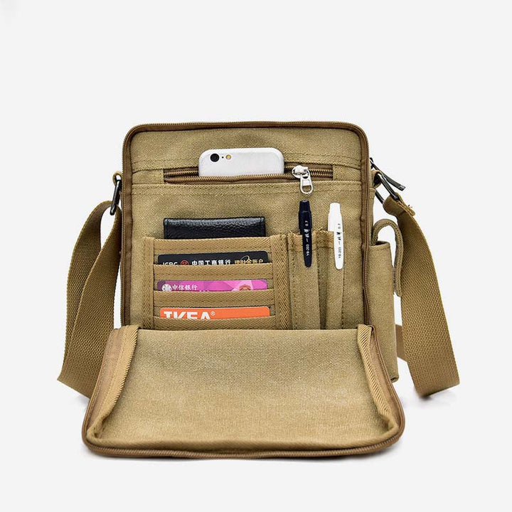 Vintage Canvas Mini Crossbody Umhängetasche Männer kleine Geldbörsen mit Multi-Slot