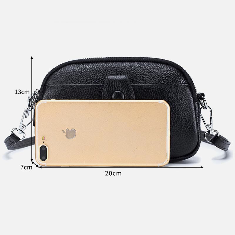 Schultertasche aus echtem Leder mit drei Reißverschlüssen, lässige Umhängetasche für Damen