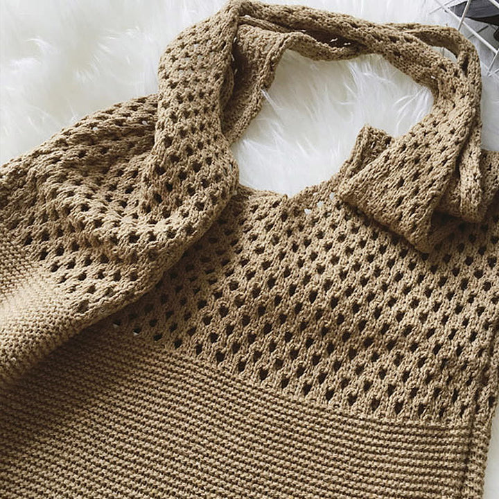 Einkaufstasche für Frauen im ethnischen Stil aus Wolle gestrickte Schultertasche