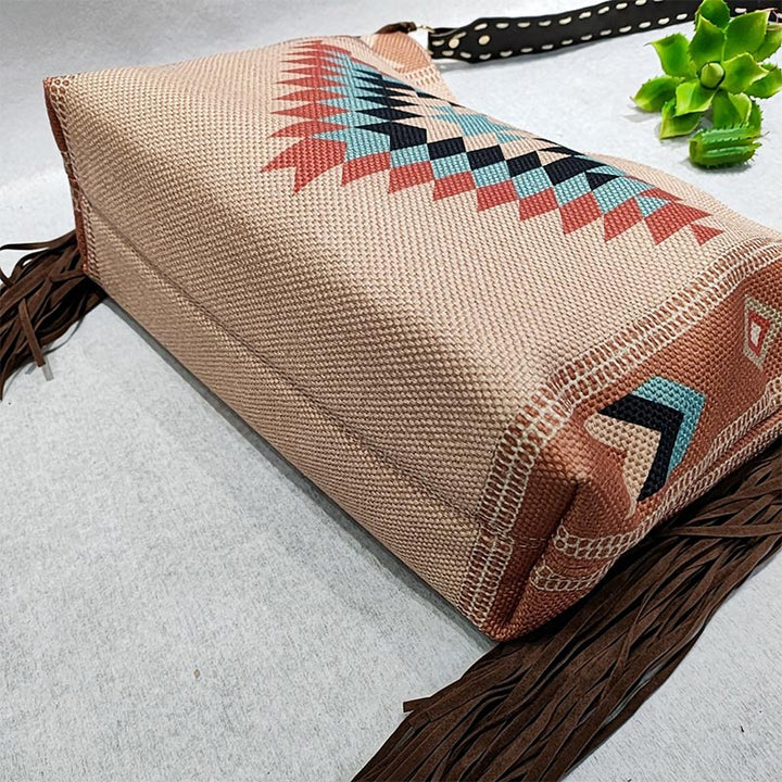 Damen-Einkaufstasche, modisch, böhmische Quaste, Umhängetasche, Vintage-Boho-Handtaschen